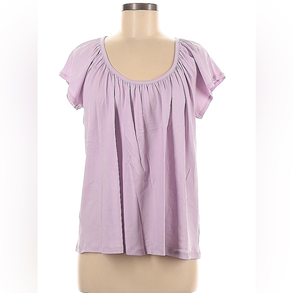 Ann Taylor Short Sleeve Cottagecore Spring lilac lavender purple top M